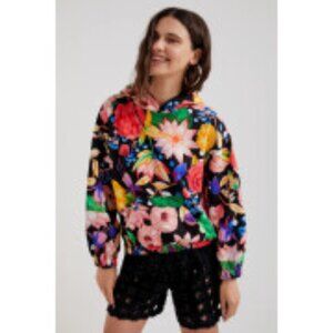 Desigual Floral Sweatshirt "Carol" Black Mix Size Medium